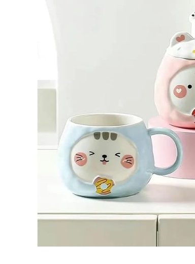 TAZA DE GATITO ANIMADO AZUL CLARO - 2
