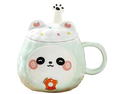 TAZA DE GATITO ANIMADO VERDE CLARO - 1