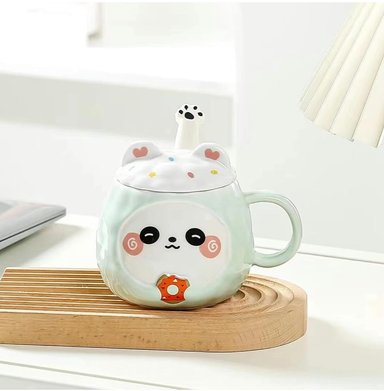 TAZA DE GATITO ANIMADO VERDE CLARO - 2