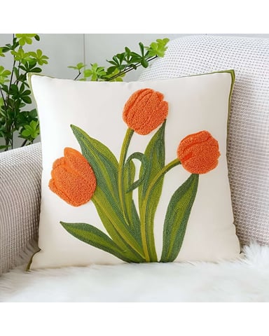 JUEGO DE 4 FUNDAS BORDADAS 45X45 F29 - 3