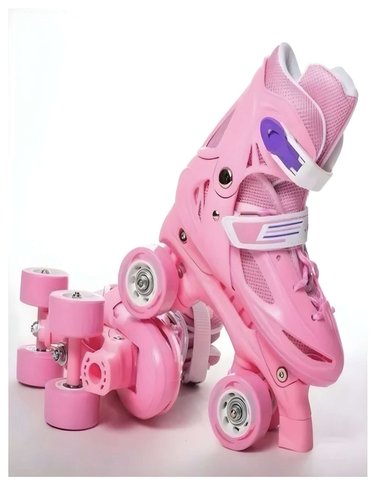 PATINES AJUSTABLES 4 RUEDAS NIÑA ROSADO TALLA XS 27-30 - 3
