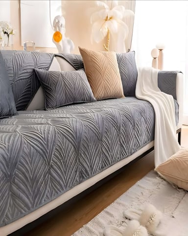 FUNDAS MAT PARA SOFA CON DISEÑO SIN COJINES GRIS - 4