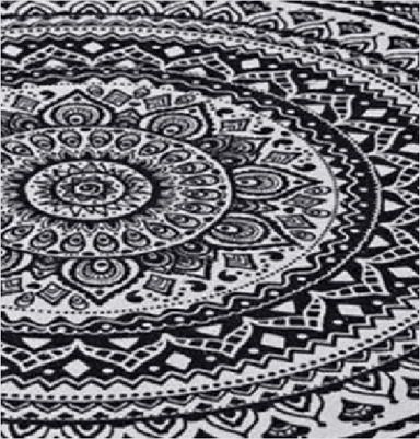 ALFOMBRA REDONDA 120 CM QUILÍN DE LINO/ALGODÓN EN COLOR NEGRO - 1