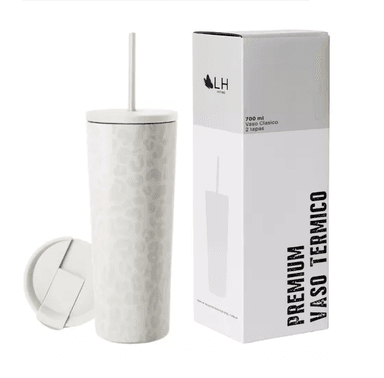 VASO TÉRMICO MUG LH 700 LT, ACERO INOXIDABLE, BLANCO LEOPARDO - 2