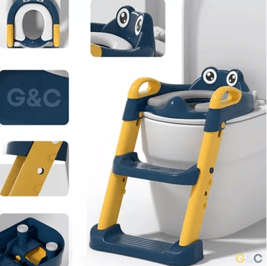 ASIENTO ENTRENADOR DE BAÑO CON ESCALERA Y AGARRADERA PARA NIÑOS, COLOR AZUL/EN COLOR AMARILLO - 8