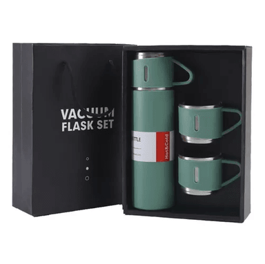 TERMO DE 500 ML CON TAZA PARA TÉ Y CAFÉ, ACERO INOXIDABLE, VERDE - 1