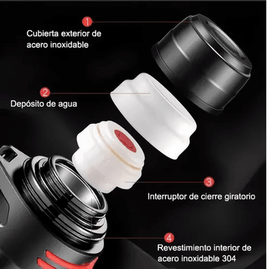TERMO DE ACERO INOXIDABLE, 2 LITROS, PLATEADO - 6