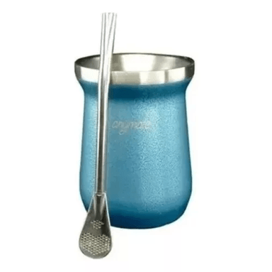 MATE DE 236 ML CON BOMBILLA ANYMATE PREMIUM, COLOR AZUL - 1