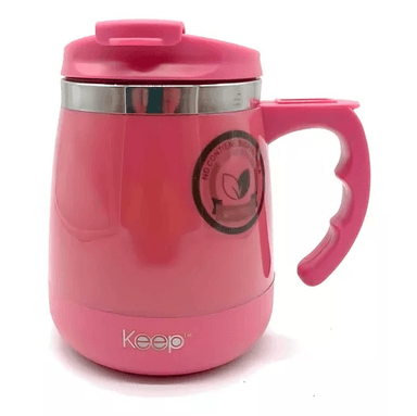 TAZA TÉRMICA KEEP INDOOR, COLOR ROSA, 400 ML - 3