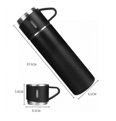 SET DE TERMO PARA AGUA CALIENTE/FRÍA + 3 TAZAS DE 500 ML, COLOR GRIS - 5