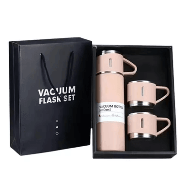 TERMO DE 500 ML CON TAZA PARA TÉ Y CAFÉ, ACERO INOXIDABLE, GRIS - 1