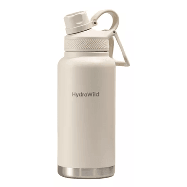 BOTELLA TÉRMICA DE 1 LITRO, INOXIDABLE, HYDROWILD, 1000 ML, CON TAPAS, COLOR CREMA - 1