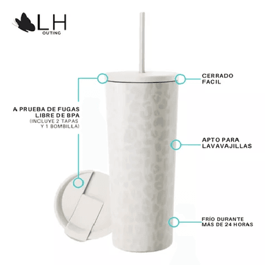 VASO TÉRMICO MUG LH 700 LT, ACERO INOXIDABLE, FRÍO Y CALOR, COLOR BLANCO - 2