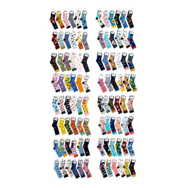 PACK DE 12 CALCETINES DE ALGODÓN LARGOS, VARIOS DISEÑOS PARA MUJER, MULTICOLOR - 1