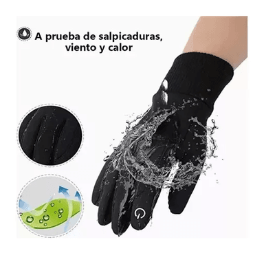 GUANTES IMPERMEABLES TÉRMICOS DE MOTO TALLA L, COLOR NEGRO - 3