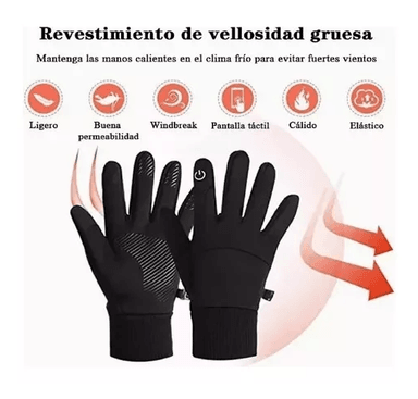 GUANTES IMPERMEABLES TÉRMICOS DE MOTO TALLA XL, COLOR NEGRO - 4