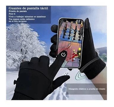 GUANTES IMPERMEABLES TÉRMICOS DE MOTO TALLA XL, COLOR NEGRO - 6