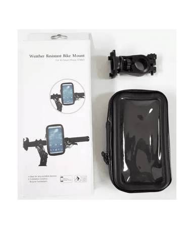 PORTA SOPORTE DE CELULAR PARA BICICLETA Y MOTO, IMPERMEABLE, COLOR EN COLOR NEGRO - 6