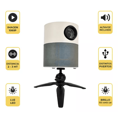 PROYECTOR LED PORTÁTIL 360º FULL HD HOME CINEMA LEVO EN COLOR BLANCO - 2