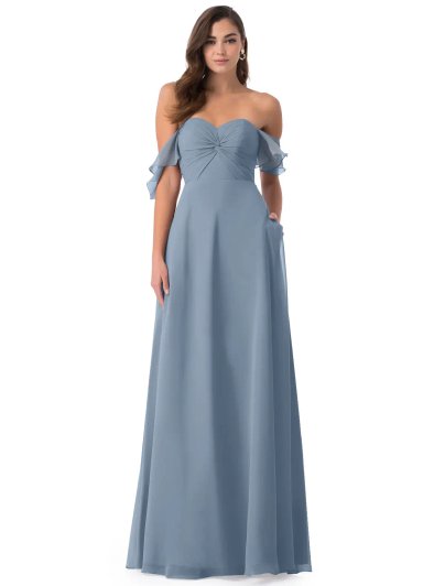 VESTIDO DE FIESTA MUJER ELEGANTE COLOR AZUL ACERO BODAS CEREMONIA GALA - 1