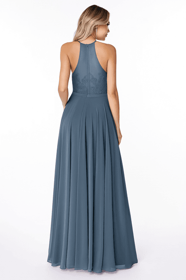 VESTIDO DE FIESTA MUJER ELEGANTE COLOR AZUL ACERO BODA CEREMONIA GALA - 2