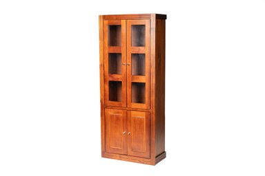 VITRINA BERLIN MADERA NOGAL VIDRIO 4 PUERTAS - 1