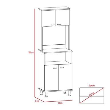 MUEBLE PARA MICROONDAS KITCHEN-54 BLANCO 160X54X35 CM - 6
