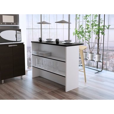 ISLA DE COCINA FENDI WENGUE Y BLANCO 90X120X60 CM - 6