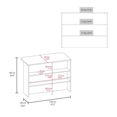 ISLA DE COCINA FENDI WENGUE Y BLANCO 90X120X60 CM - 7
