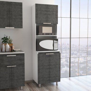 MUEBLE PARA MICROONDAS FENDI 205X60X51,3 CM GRIS Y BLANCO - 5