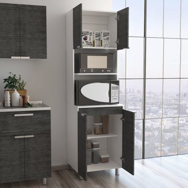 MUEBLE PARA MICROONDAS FENDI 205X60X51,3 CM GRIS Y BLANCO - 6