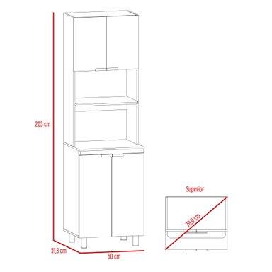 MUEBLE PARA MICROONDAS FENDI 205X60X51,3 CM GRIS Y BLANCO - 7