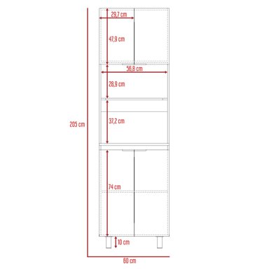 MUEBLE PARA MICROONDAS FENDI 205X60X51,3 CM GRIS Y BLANCO - 8