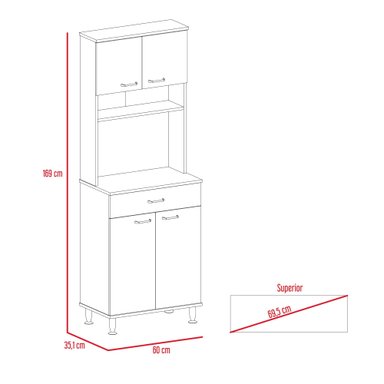 MUEBLE PARA MICROONDAS KITCHEN-60 BLANCO 169X60X35,1 CM - 2