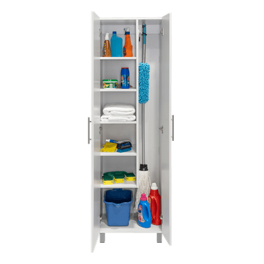 MUEBLE DE ASEO NALA MULTIUSOS 2 PUERTAS Y COLGADORES BLANCO - 1