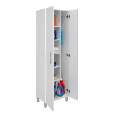 MUEBLE DE ASEO NALA MULTIUSOS 2 PUERTAS Y COLGADORES BLANCO - 4