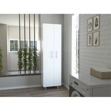 MUEBLE DE ASEO NALA MULTIUSOS 2 PUERTAS Y COLGADORES BLANCO - 10