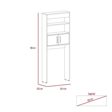 ESTANTE WC MADRID 2 PUERTAS 160X62,4X20,3 CM DUNA Y BLANCO - 3