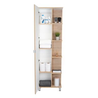 ESTANTE ORGANIZADOR DE BAÑO 1 PUERTA ROVERE Y BLANCO - 1