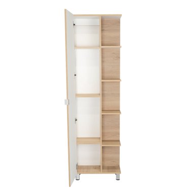 ESTANTE ORGANIZADOR DE BAÑO 1 PUERTA ROVERE Y BLANCO - 5