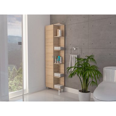 ESTANTE ORGANIZADOR DE BAÑO 1 PUERTA ROVERE Y BLANCO - 8
