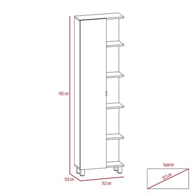 ESTANTE ORGANIZADOR DE BAÑO 1 PUERTA ROVERE Y BLANCO - 10