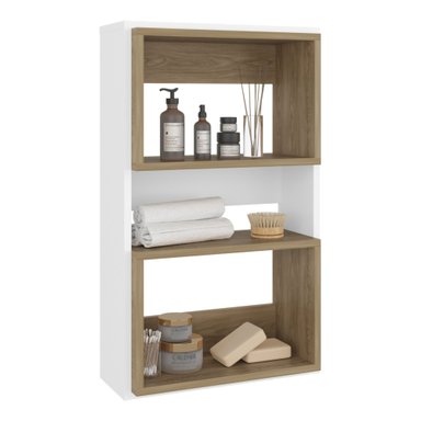 MUEBLE AUXILAR MURO BAÑO ECO BLANCO Y FRESNO - 2