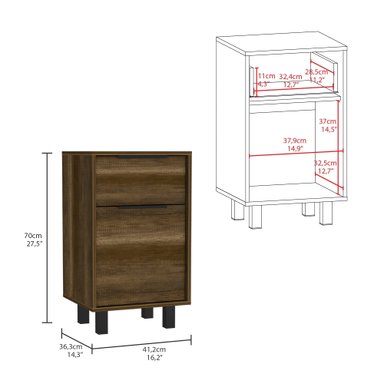 VELADOR KAIA 1 CAJON 1 PUERTA WENGUE Y MIEL 70X41X36 CM - 7