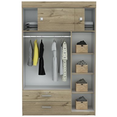 CLOSET MANILA 5 PUERTAS DUNA Y BLANCO 187X120X51 CM - 2