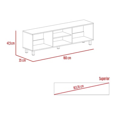 RACK TV 70' 160X47,5X35 CM TUNEZ BLANCO - 6