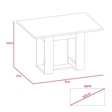 MESA DE COMEDOR VOLTERRA 4 PUESTO 74X120X85 CM WENGUE - 6