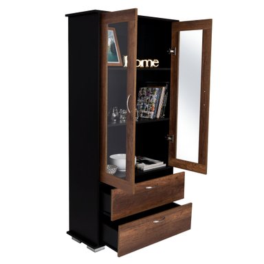 VITRINA CLASSIC COLOR 2 PUERTAS 2 CAJONES CARAMELO Y WENGUE - 1