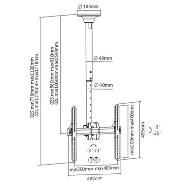 SOPORTE TV PLB-CE946-02L DE TECHO 37' A 70'- 360° 50KG FULL BRASFORMA - 5