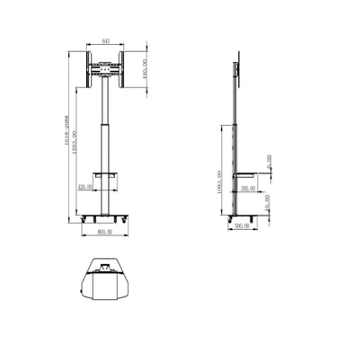 PEDESTAL SKCR06-001 PARA TV 37' A 70' 40KG GIRO 180° DELUXE ALUMINIO BRASFORMA - 3
